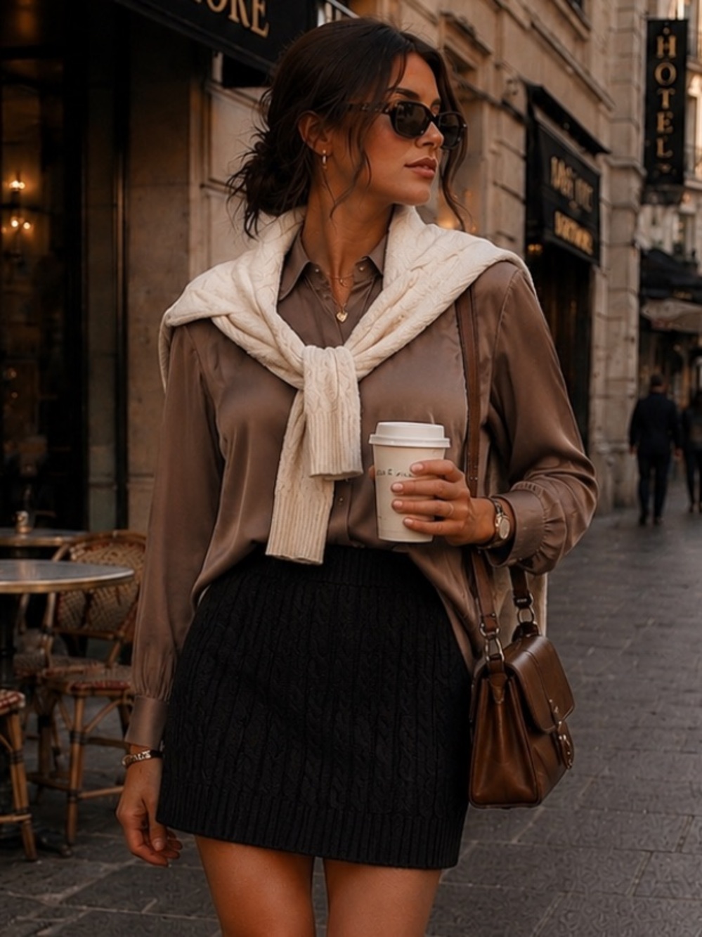 LF Furst of A Kind Black Cable Knit Sweater Mini Skirt